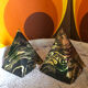 Marbled pyramids art deco bookends