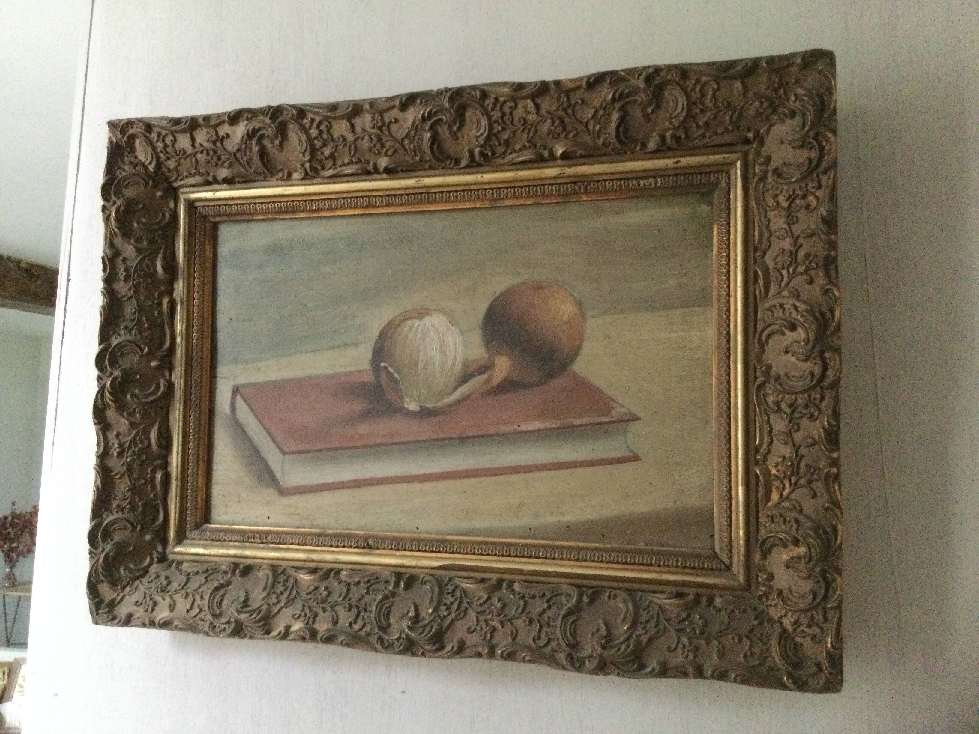 Old still life painting with frame