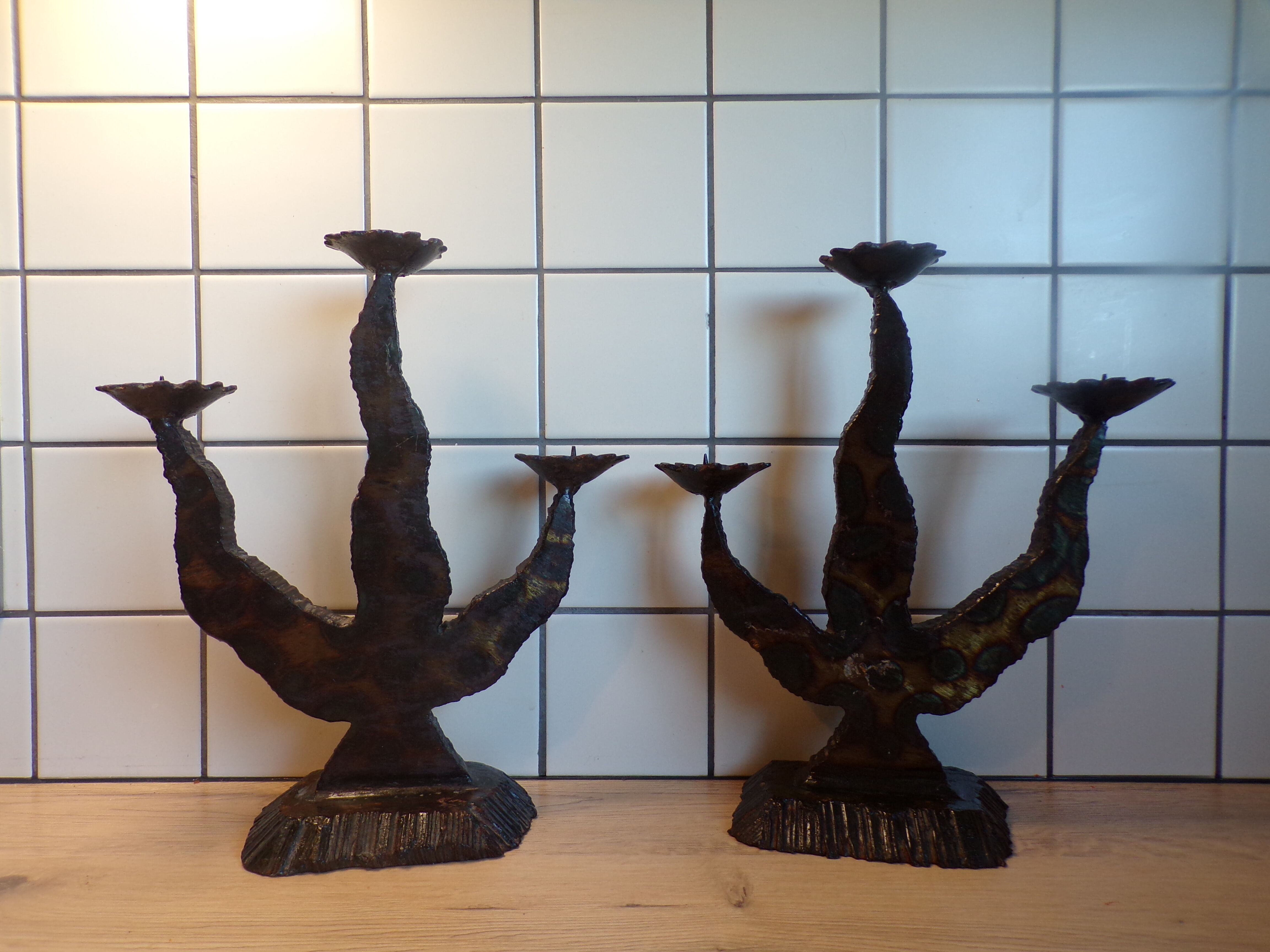 Pair of brutalist candlesticks