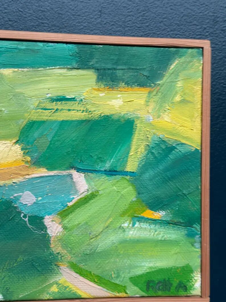 Original Swedish Oil on Canvas – “Early Summer Landscape” by Rolf Andersson – Signed – 2003 – Vintage & Framed – 24.5 × 24.5 cm