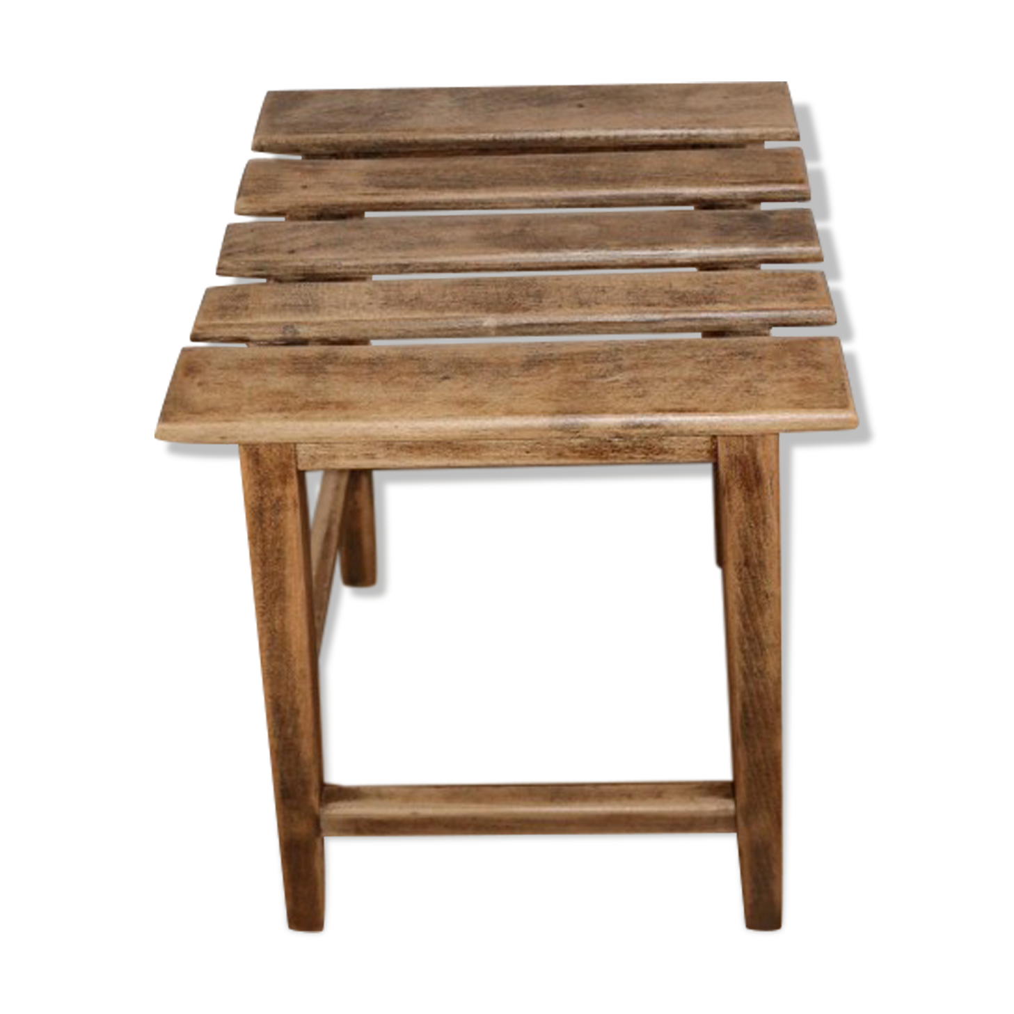 Dark oak slatted beech stool