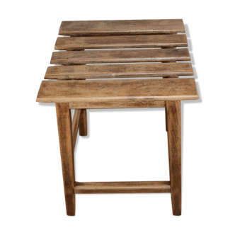 Dark oak slatted beech stool