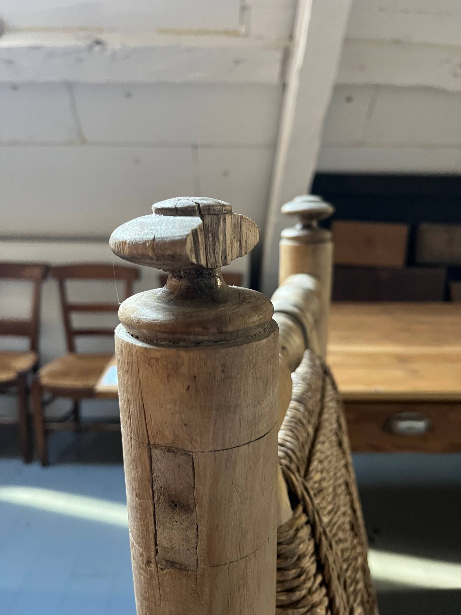 6 wooden and rope chairs attributed to Adrien Audoux & Frida Minet