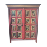 Two-door cabinet consisting of 24 different hand-painted panels