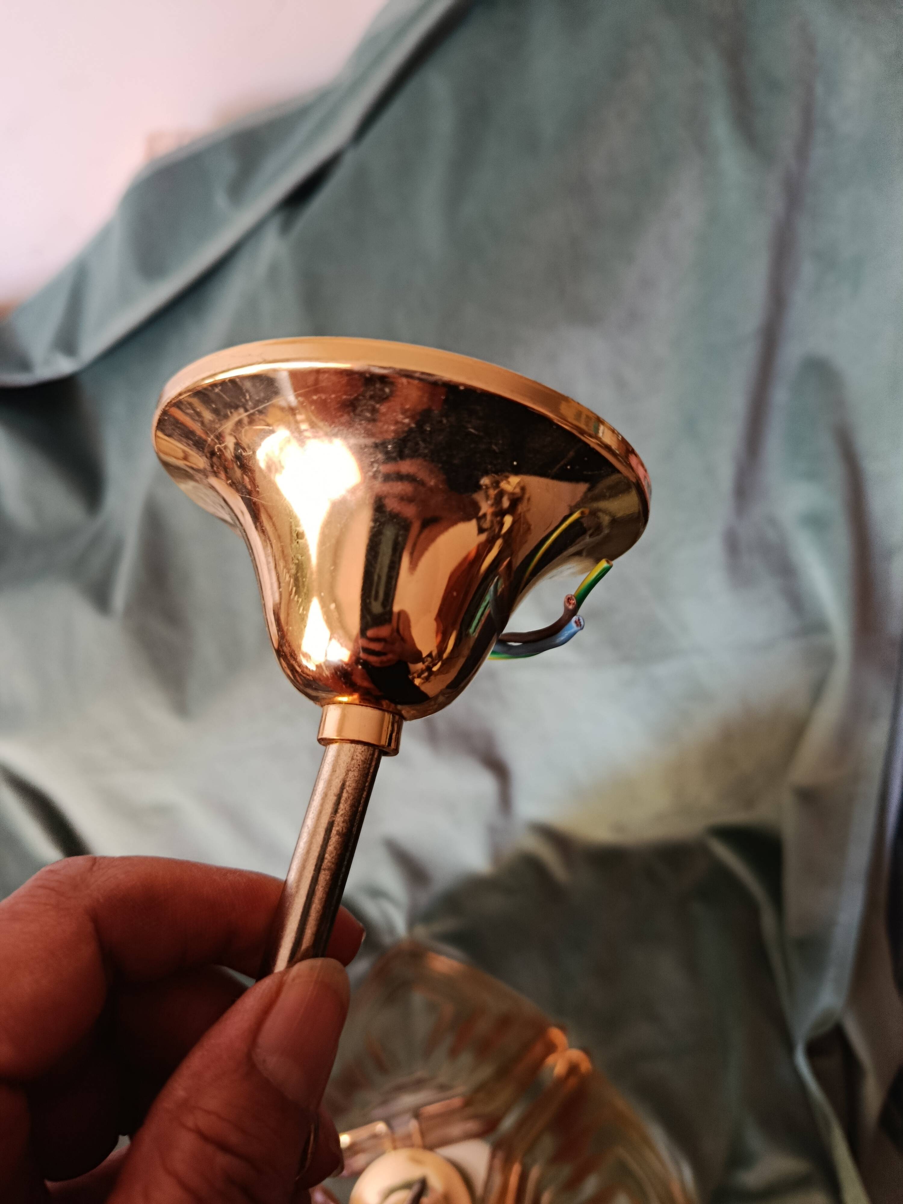 Vintage suspension in amber glass and brass
