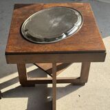 Large oval engraved platter in silver-plated metal 34x45.