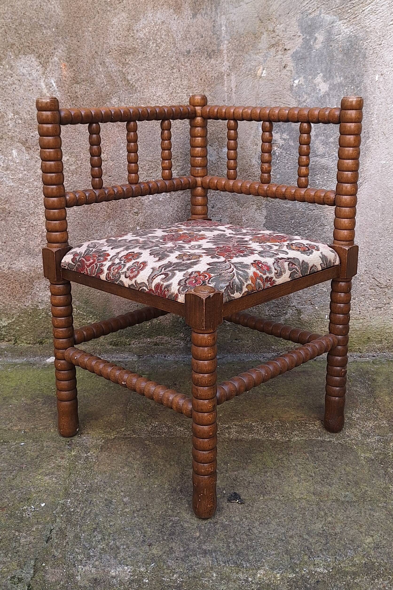 Turned wooden fireside chair