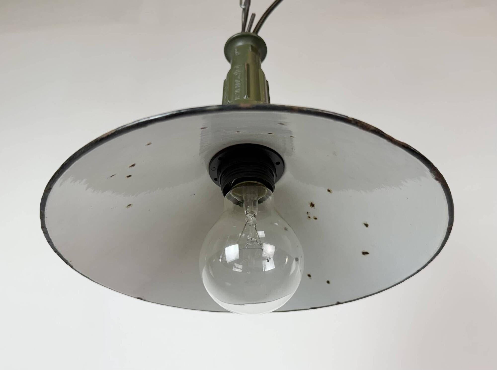 Industrial Petrol Enamel Military Pendant Lamp with Cast Aluminium Top