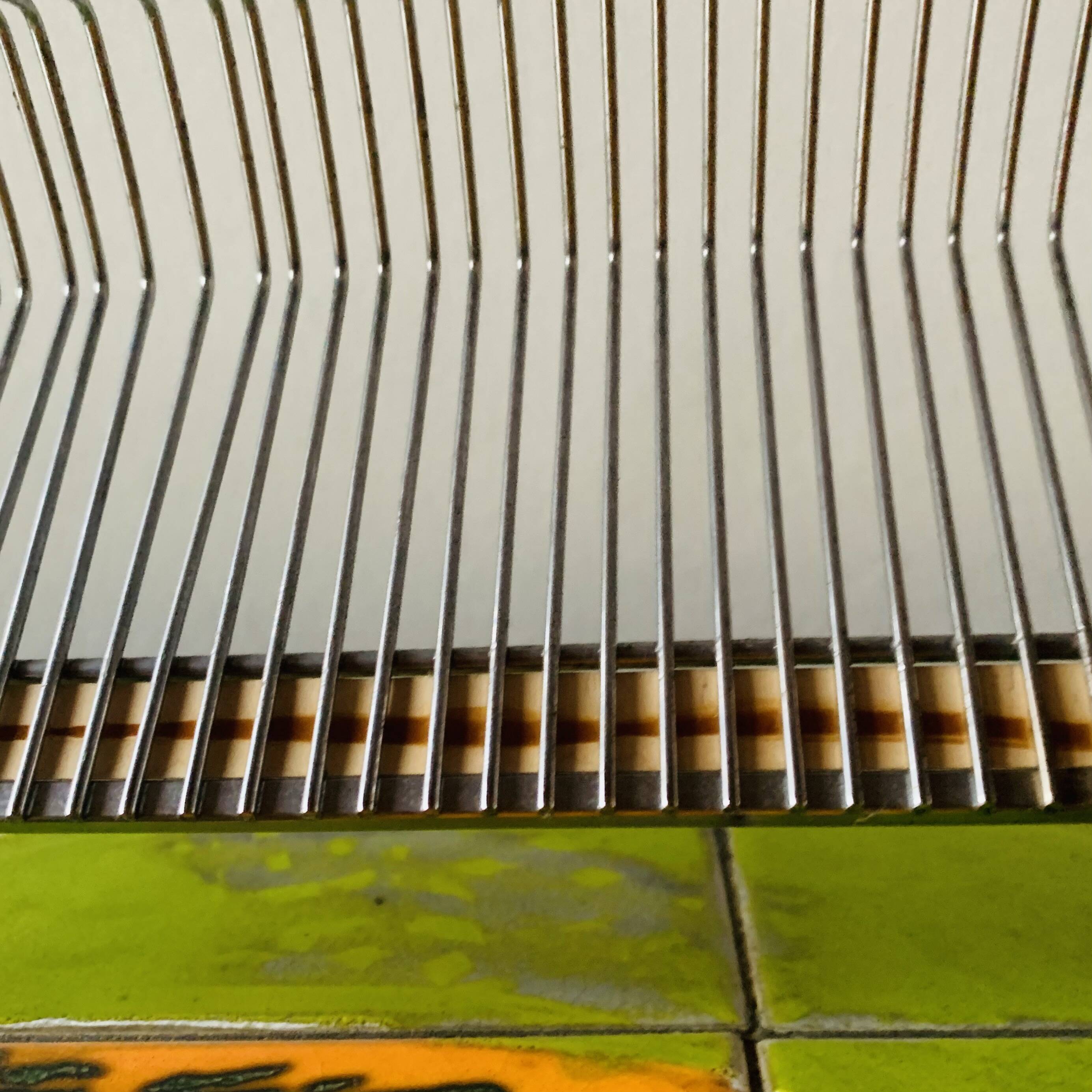 Porte-vinyles vintage en métal chromé - pour 36 disques