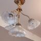 Chandelier in gilded bronze late 19th century around 1900 holophane glassware