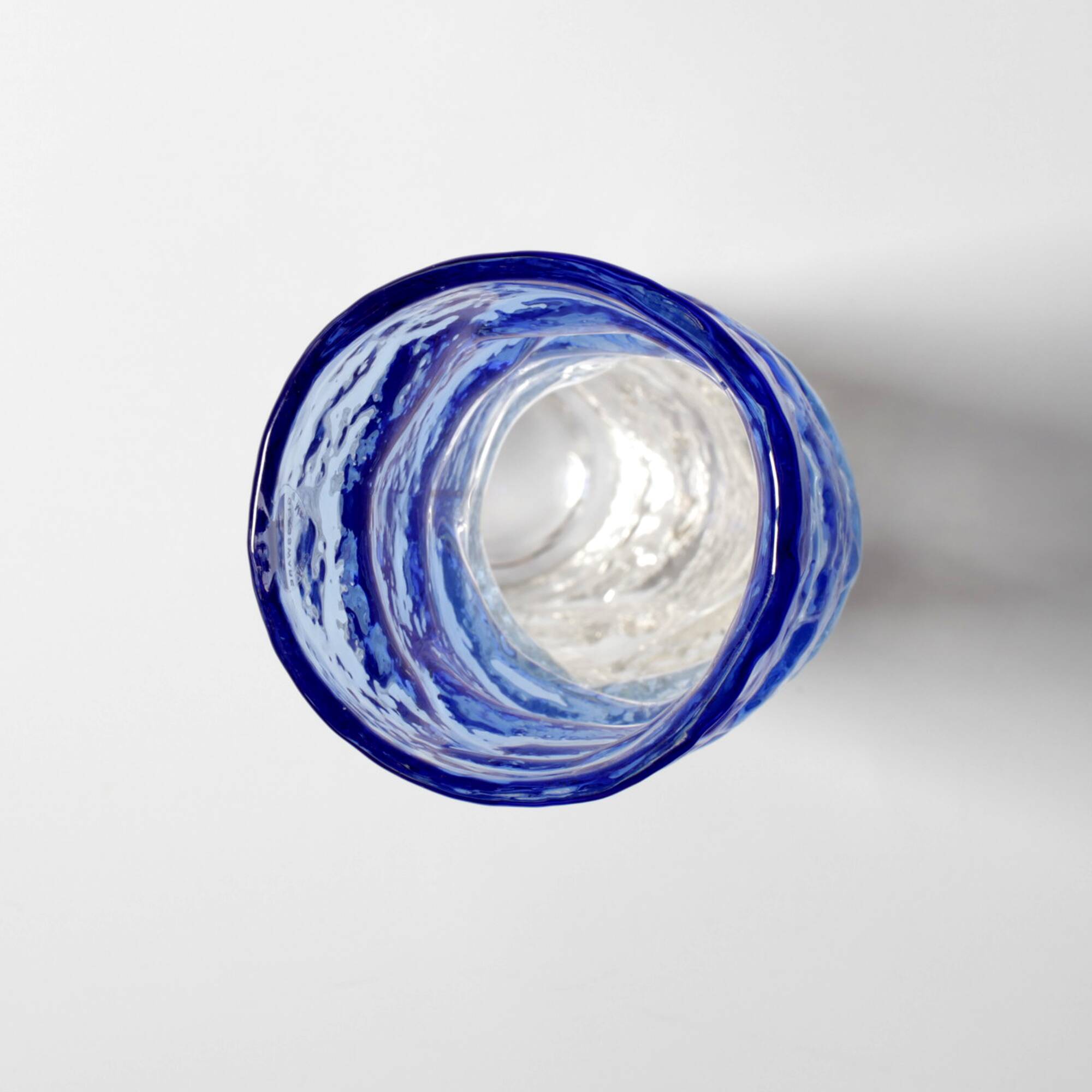 Vintage Blue and Clear Glass Art Vase / Hand-blown Home Decor  Italy / 1980