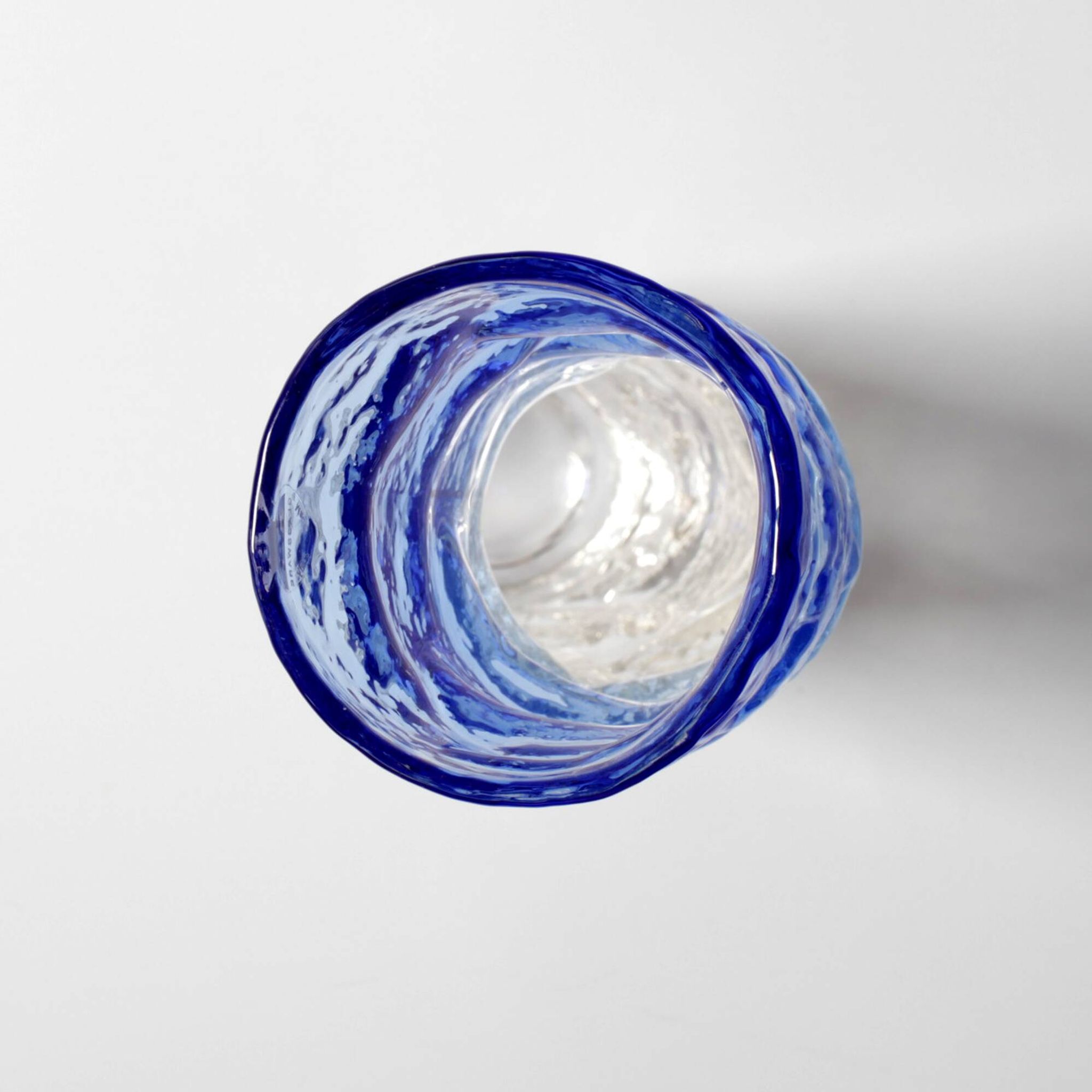 Vintage Blue and Clear Glass Art Vase / Hand-blown Home Decor  Italy / 1980