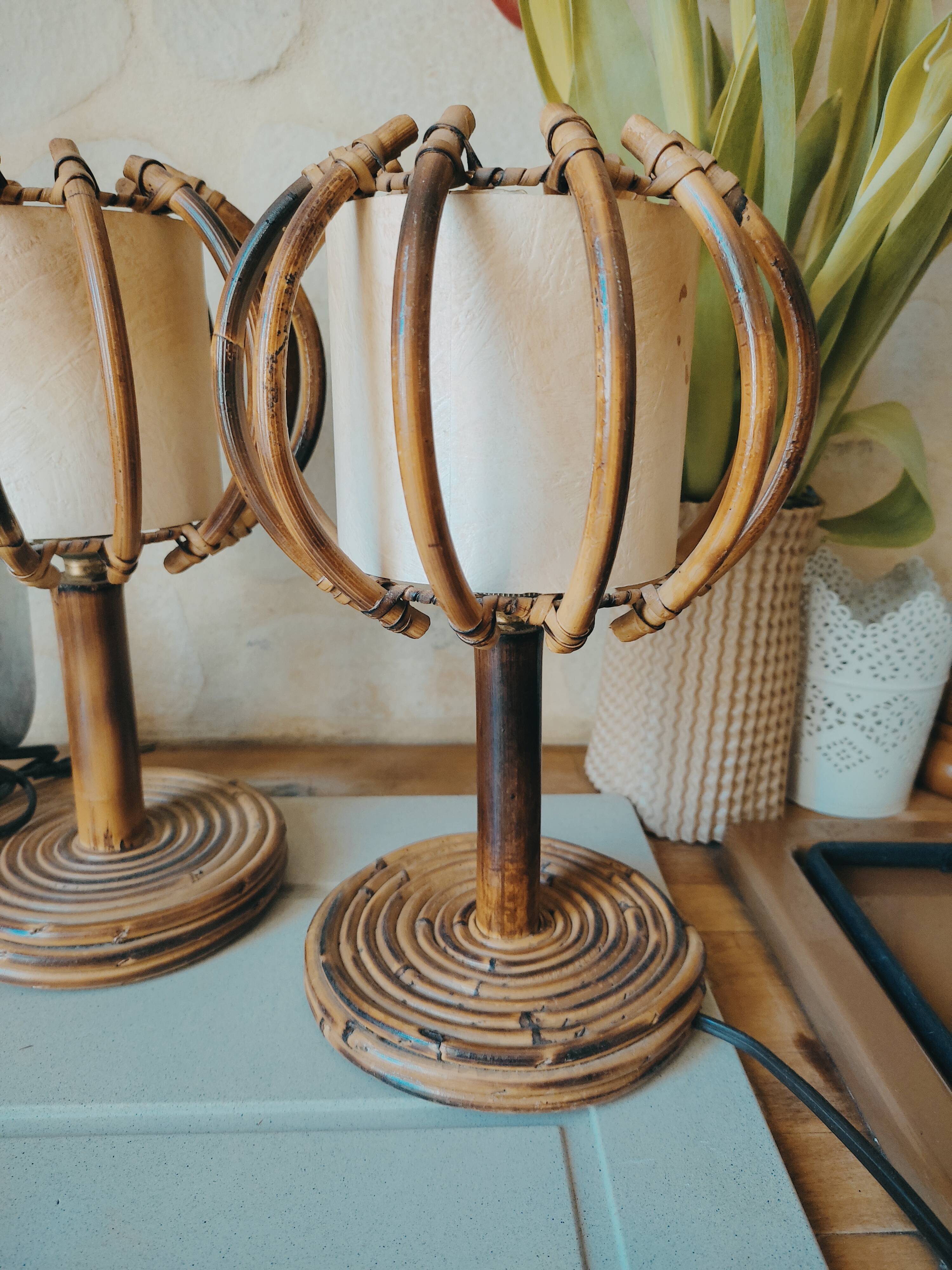 Lampes de chevet en rotin