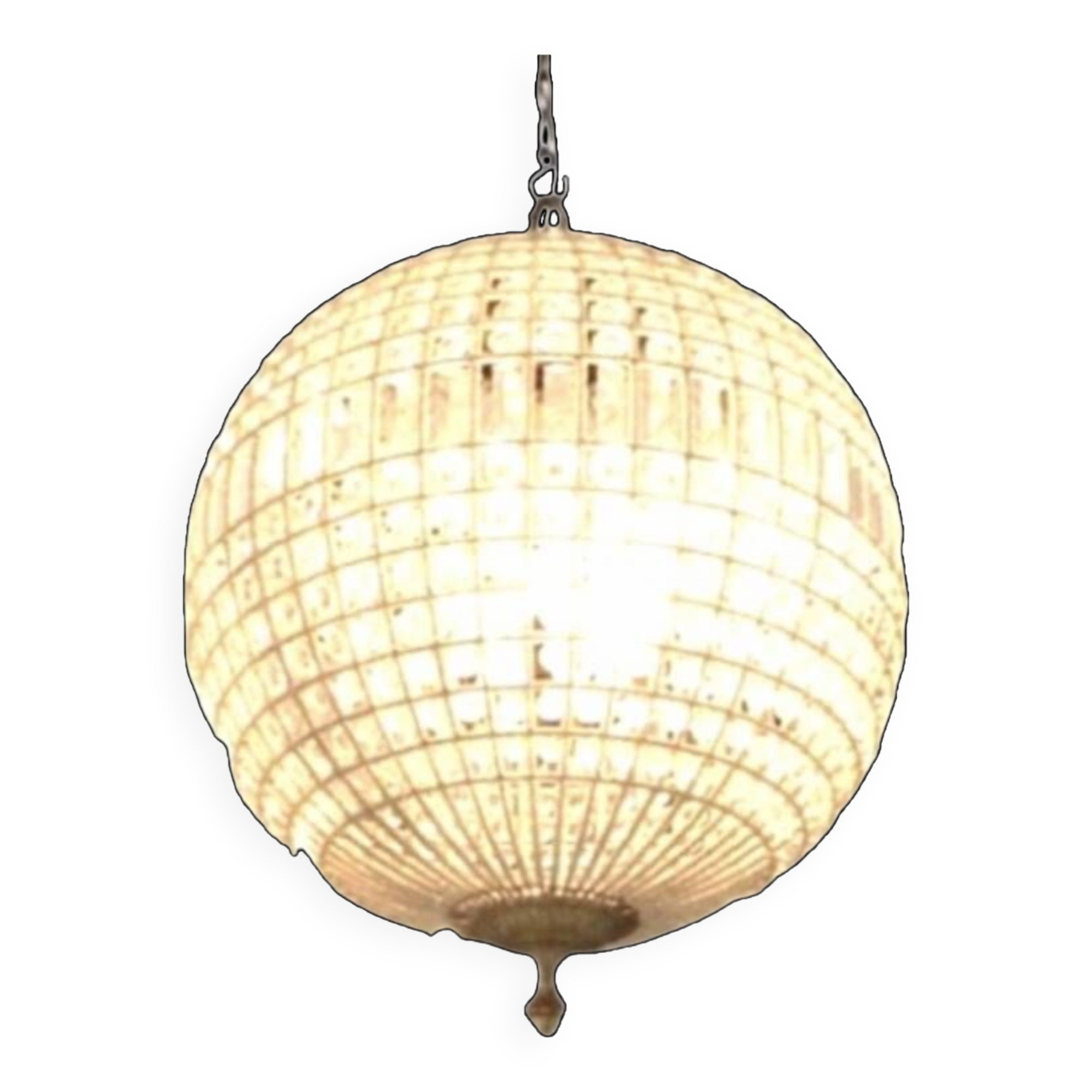 Crystal and bronze chandelier, spherical crystal suspension