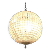Lustre en cristal et bronze, suspension sphérique en cristal
