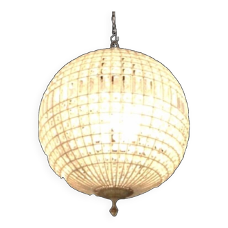 Crystal and bronze chandelier, spherical crystal suspension