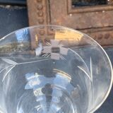 4 art deco wine glasses, chiseled floral pattern, glass and crystal