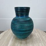 Accolay vase, blue Gallic ceramic, 1960s