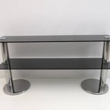 Mid-century Modern Italian Chromed Steel and Smoked Glass Console, 1970s