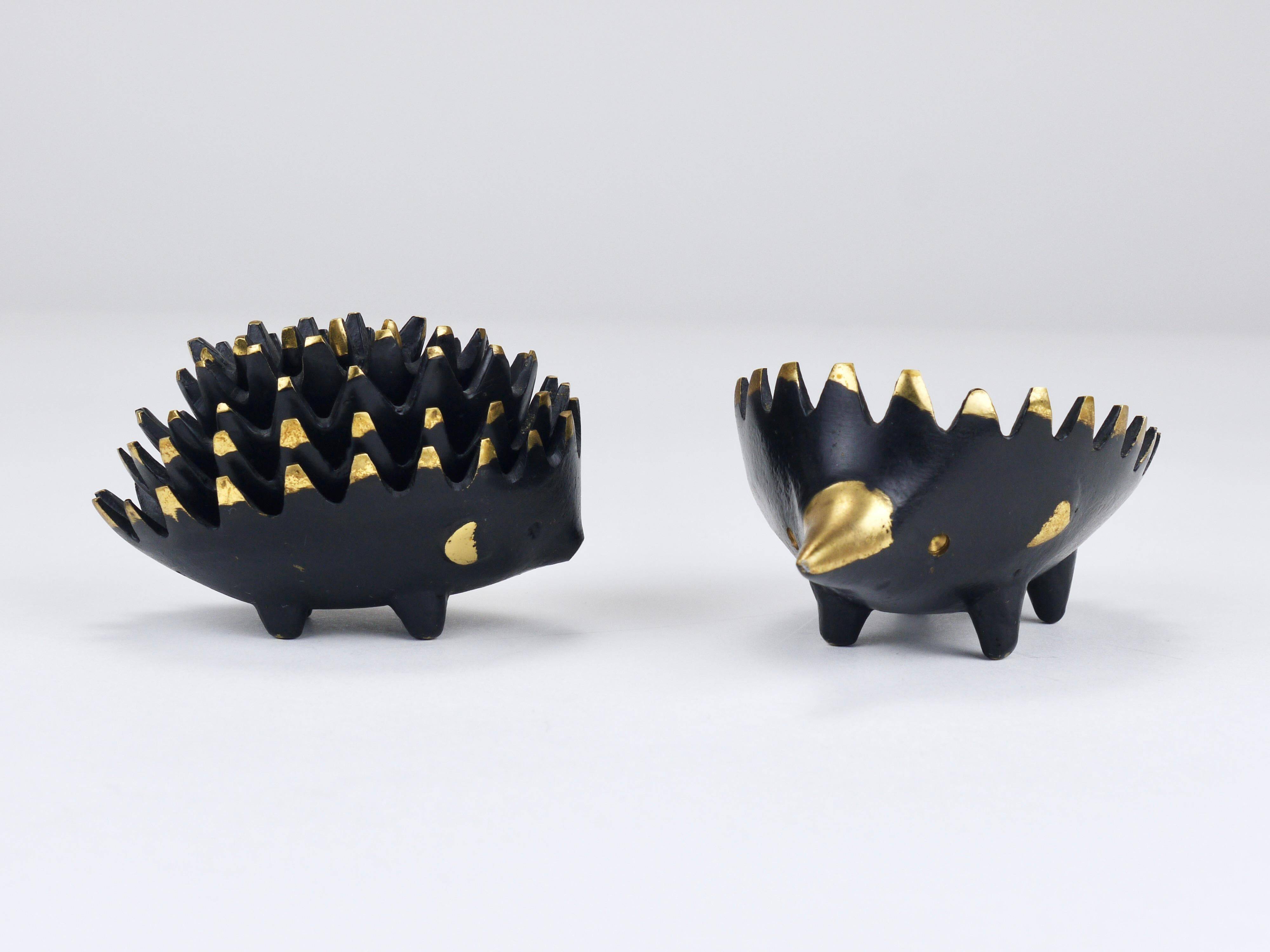 Cendriers empilables en laiton hérisson de Walter Bosse, Herta Baller, Autriche, années 1950