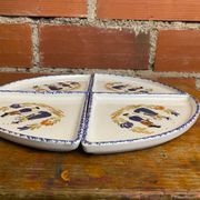 Série de 4 assiettes a crêpes céramique blanche décor Quimper vintage