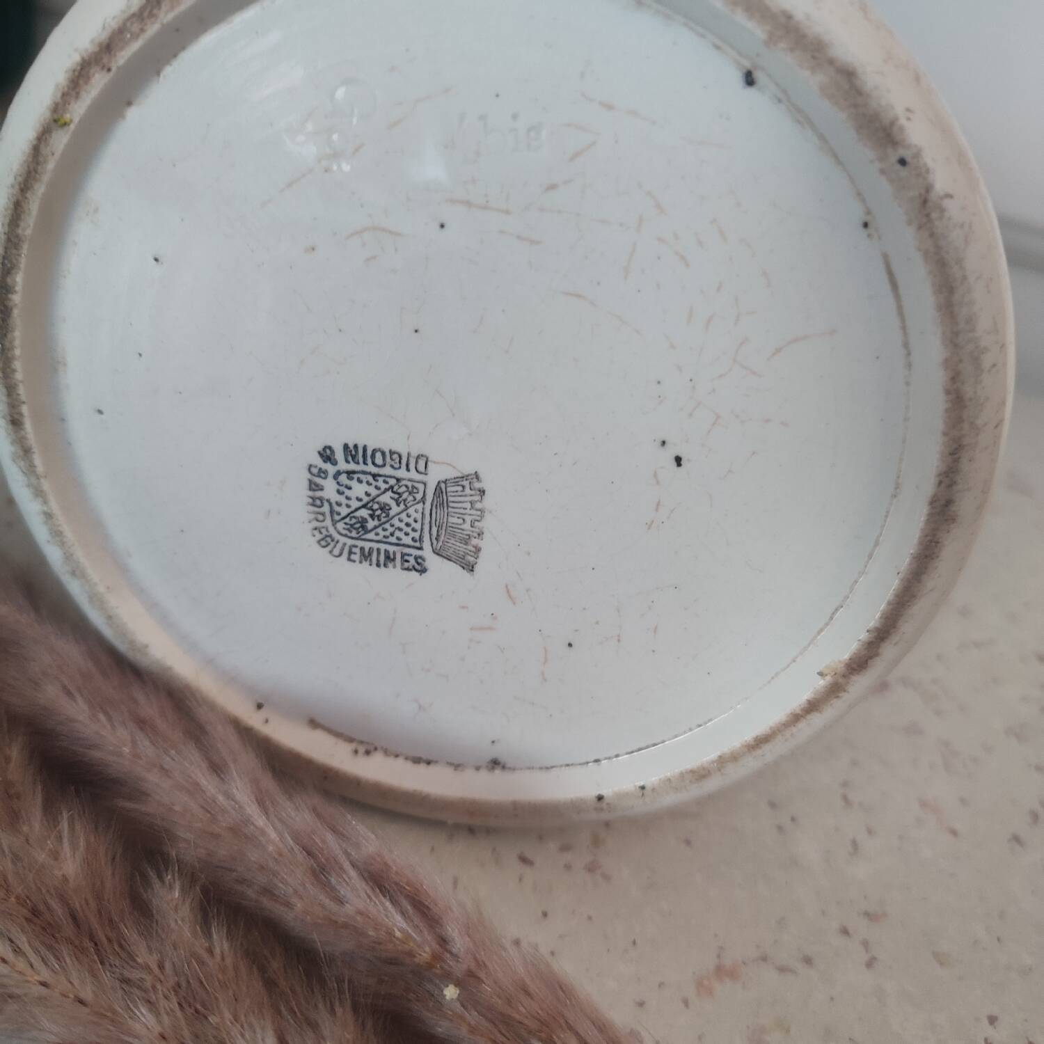 Old milk jug Digoin Sarreguemine model Carmen iron earth