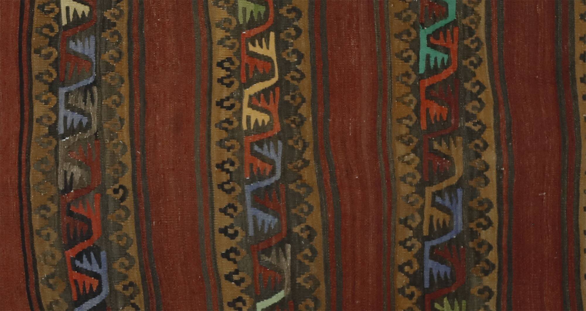 Vintage geometric Oushak kilim runner handmade 272 x 103 cm