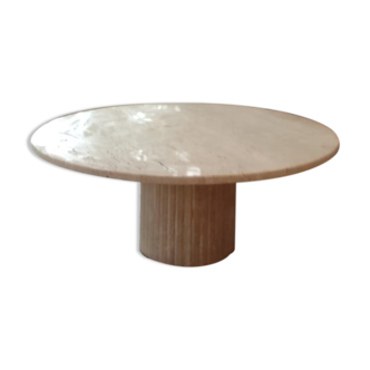 Table basse circulaire Omega en travertin naturel