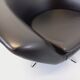 Pair of vintage Scandinavian swivel armchairs in faux leather and chrome.