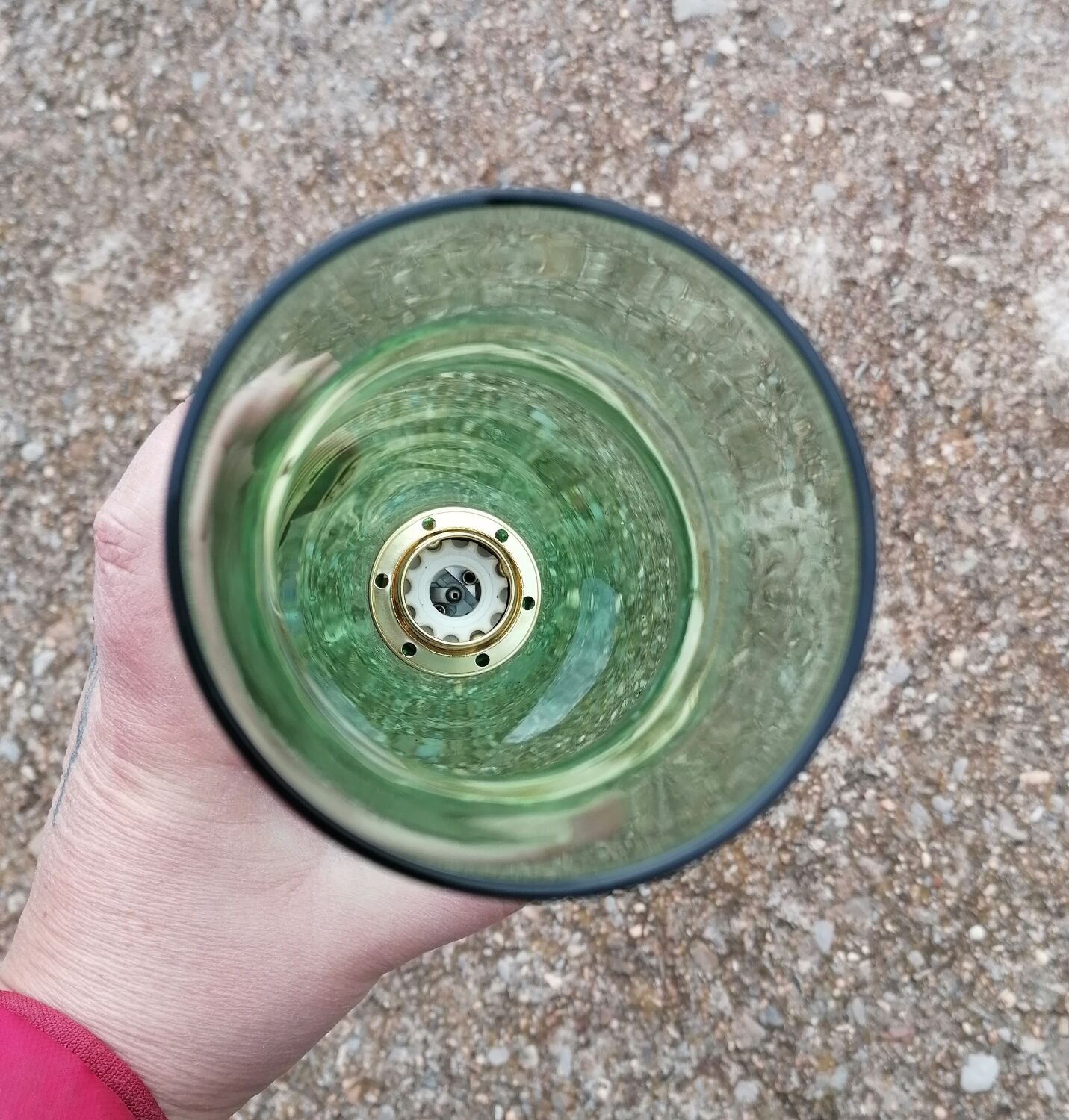 Vintage green pendant lamp in blown glass