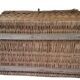 Wicker travel trunk XIX with metal clasps and handles.