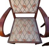 Paire de fauteuils bridge en bois et tissu, 1940