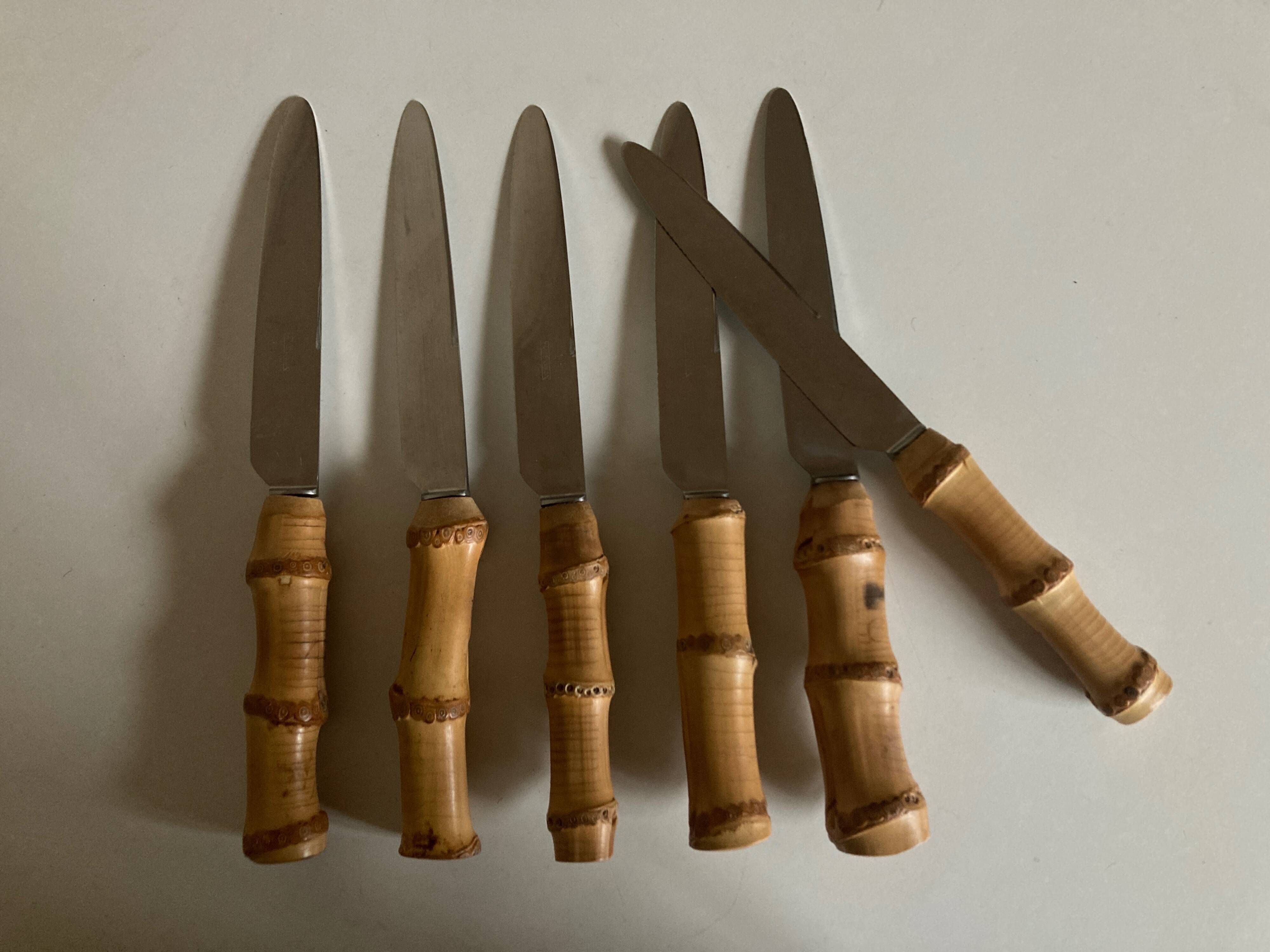 Set of 6 Riviera 1960 bamboo table knives