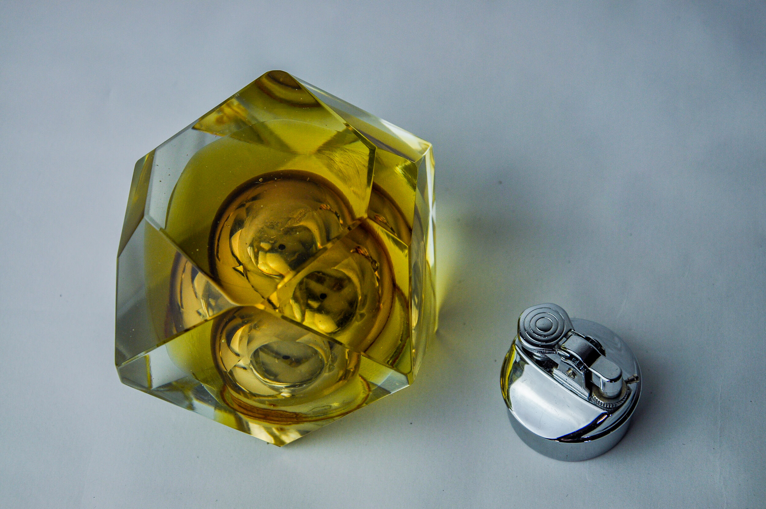 Yellow Sommerso lighter by Seguso, faceted glass from Murano, Italy, 970
