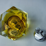 Yellow Sommerso lighter by Seguso, faceted glass from Murano, Italy, 970