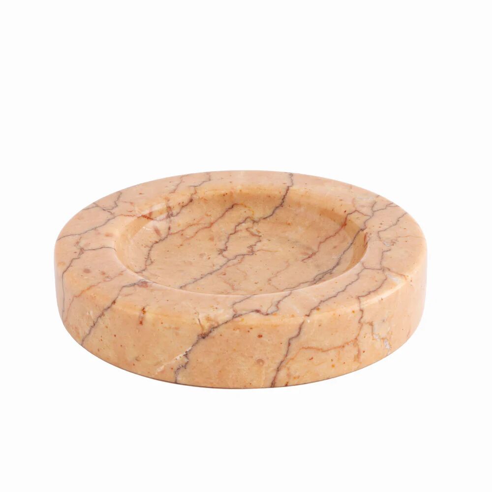 Assiette à bijoux en marbre rose dans le style de Sergio Asti.