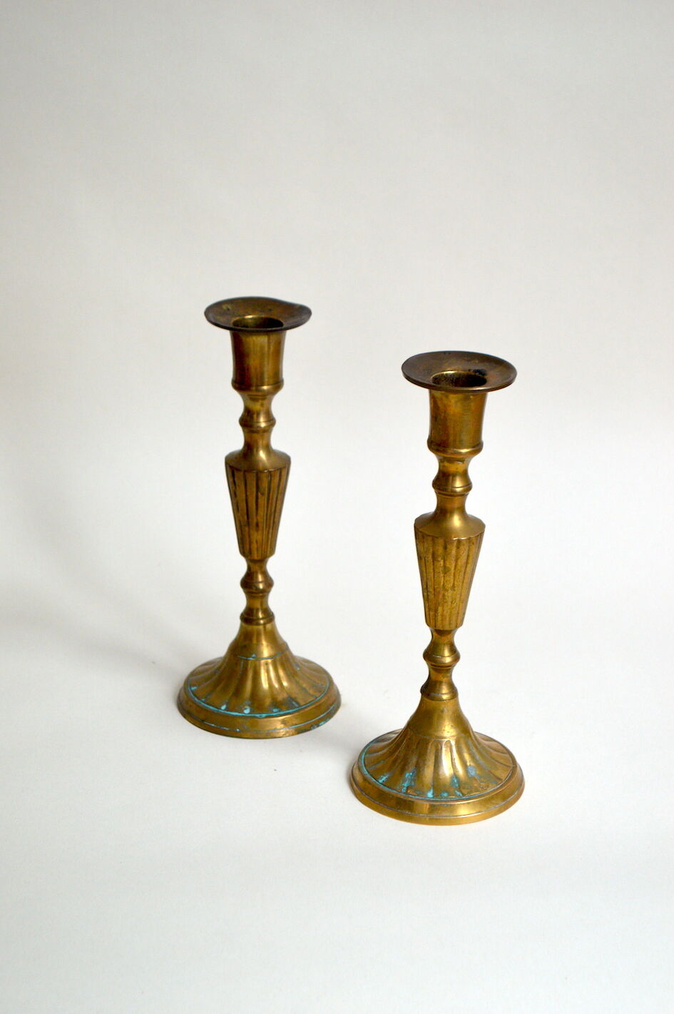Pair of gilded brass candlesticks