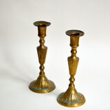 Pair of gilded brass candlesticks