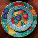 Set of 2 x 12 fine porcelain plates, dinner and dessert plates - Basket