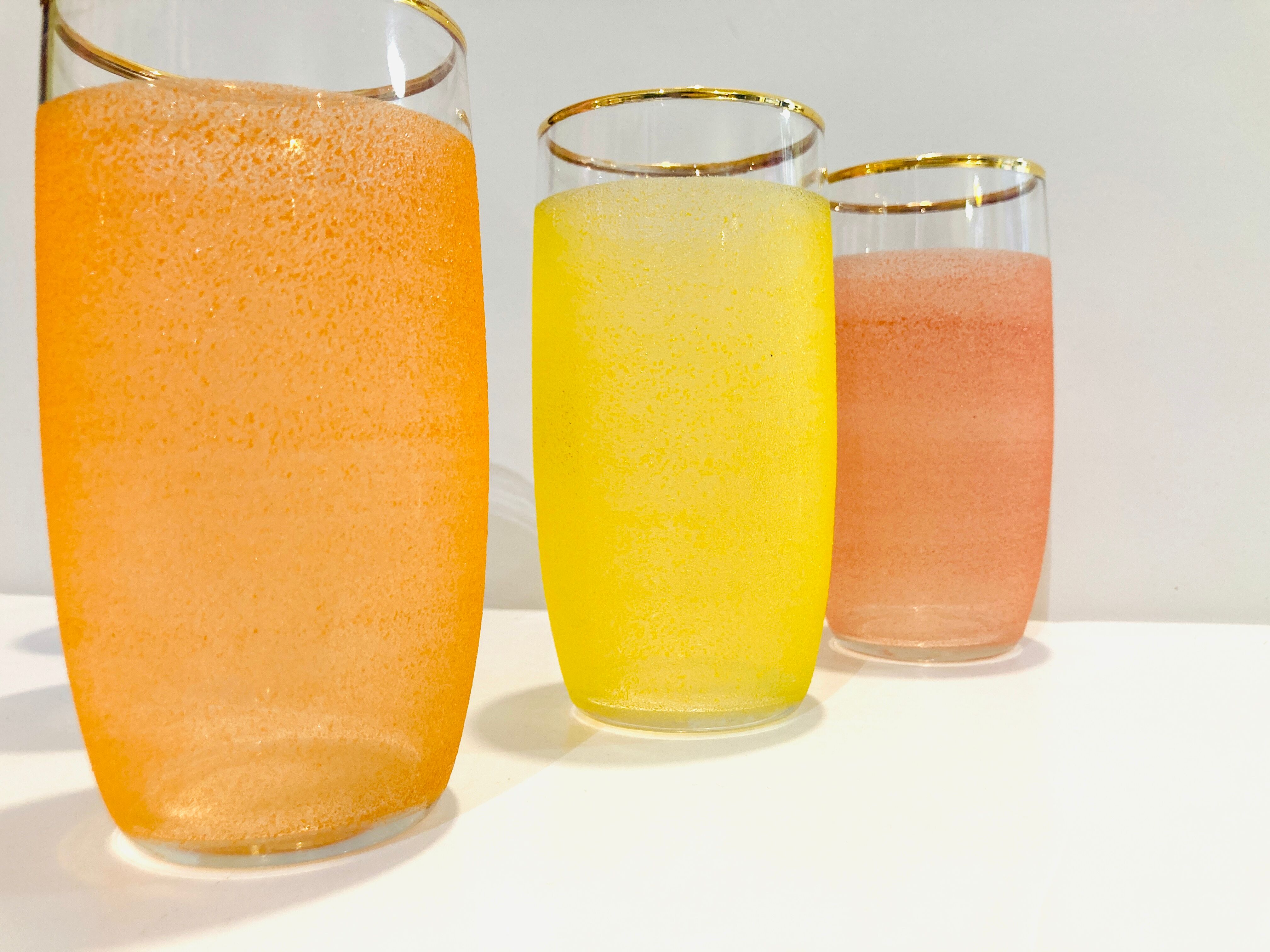 X5 multicolor granite glasses from the 50s/retro/kitchen/vintage
