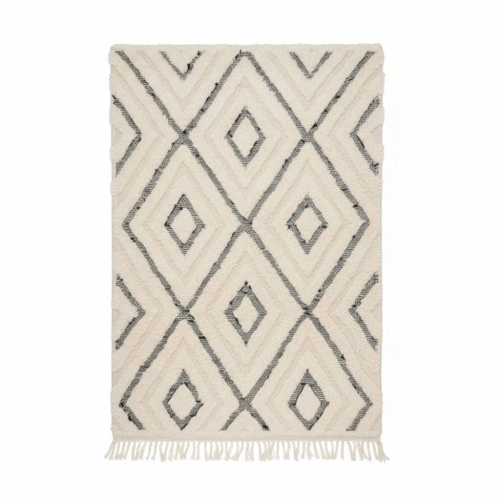 Berber rug with hollow diamonds in wool