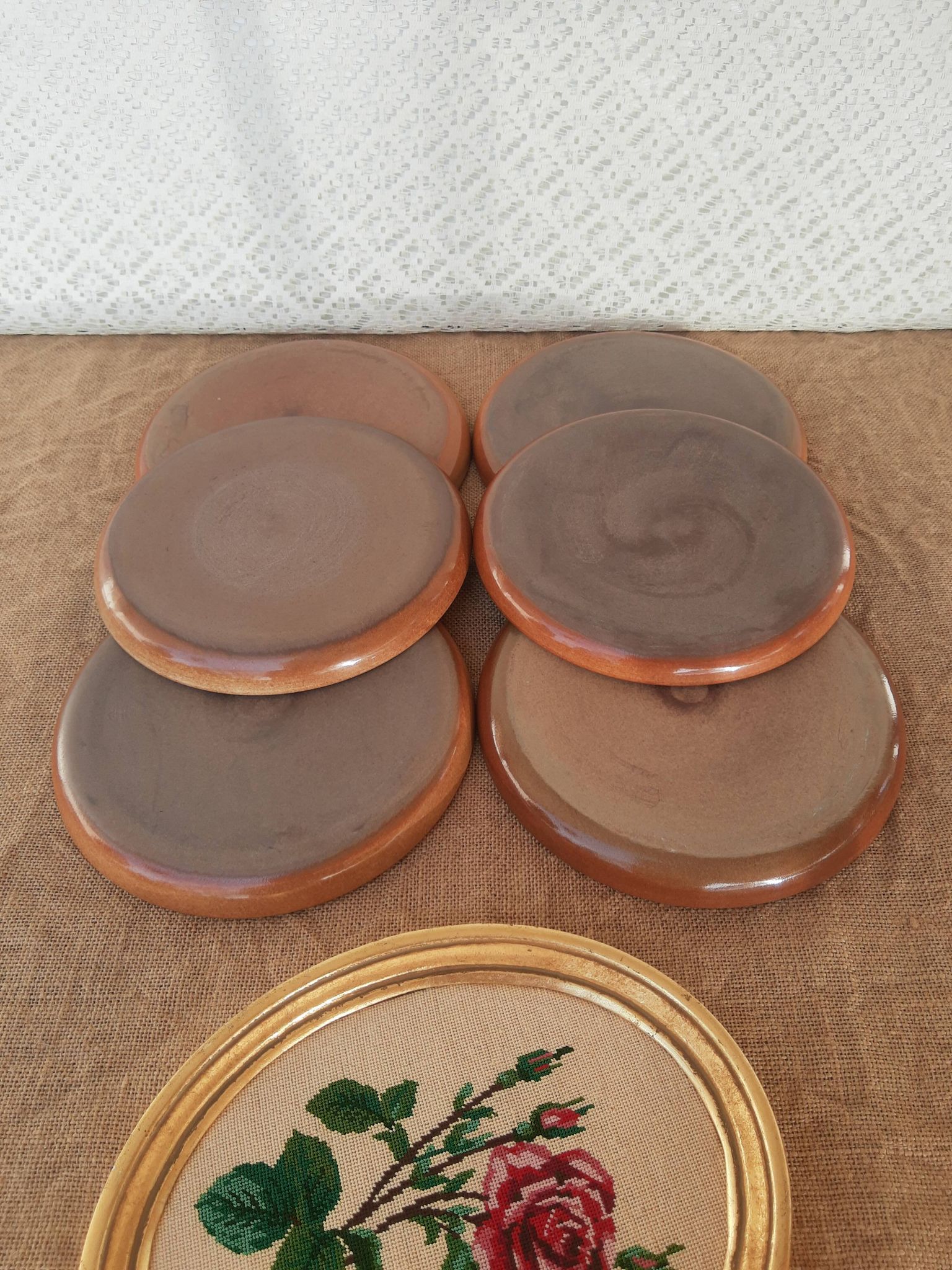 Set of 6 dessert plates in Montgolfier France vintage manufacture