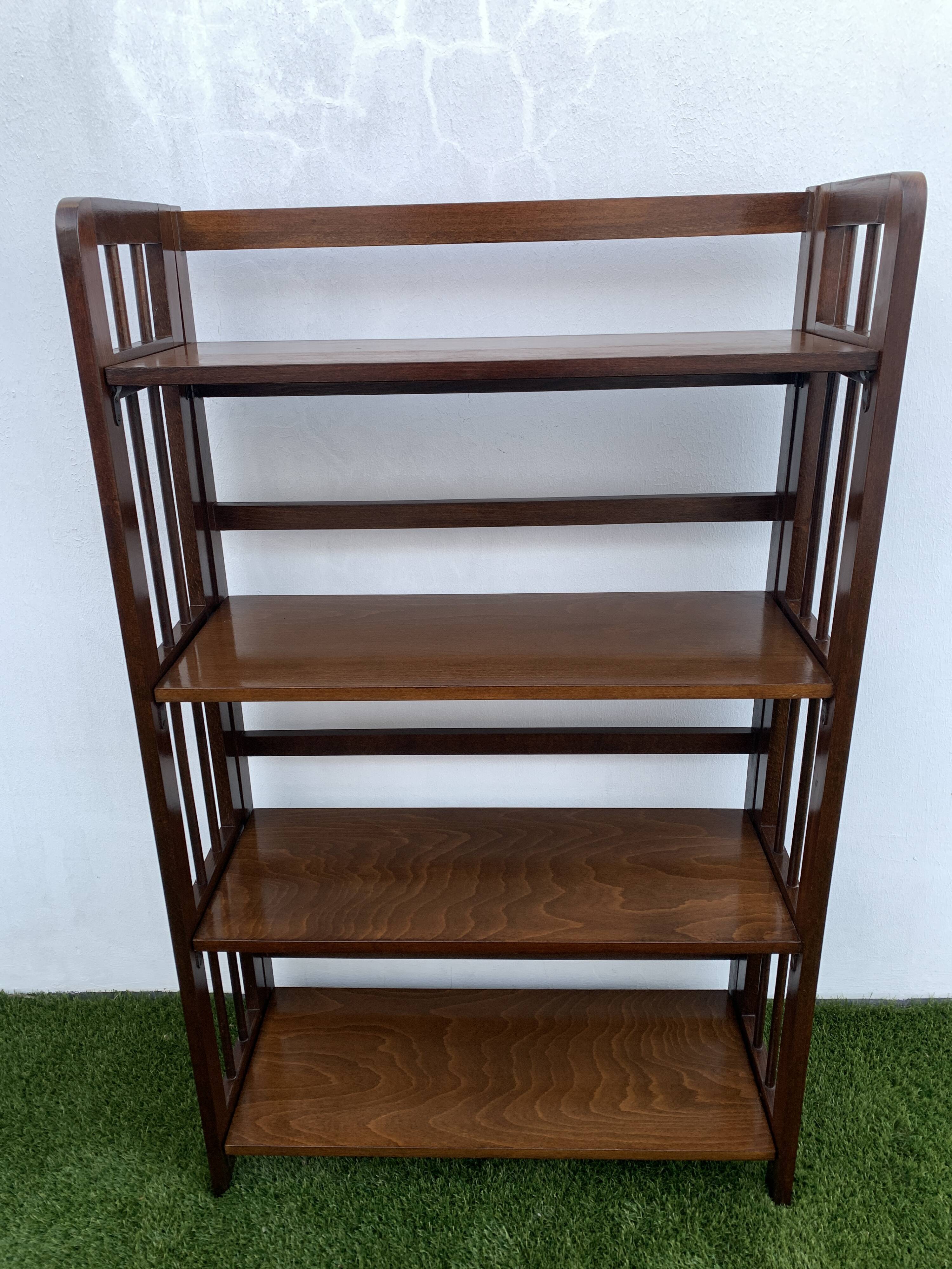 Bibliothèque pliante en bois, 4 étagères, 1950