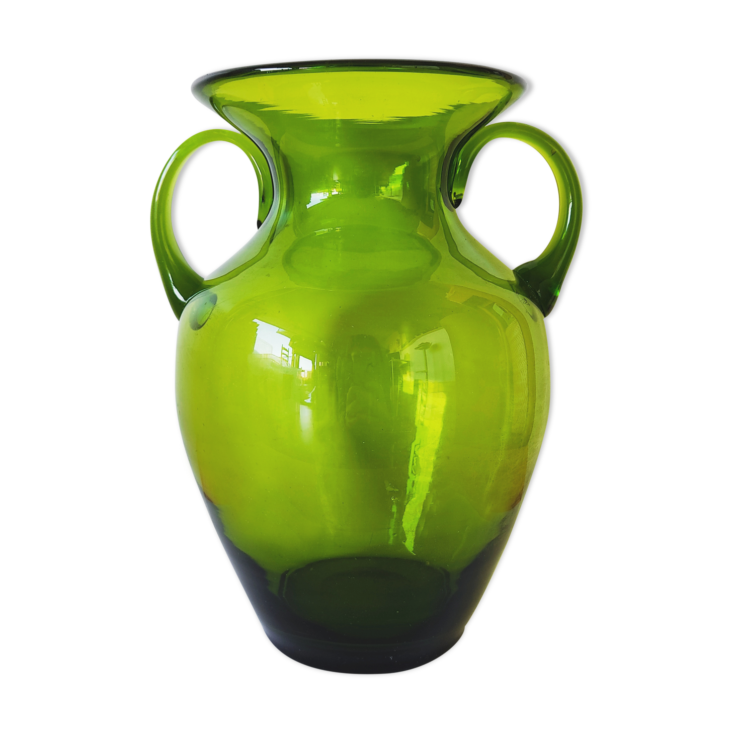 Green glass vase