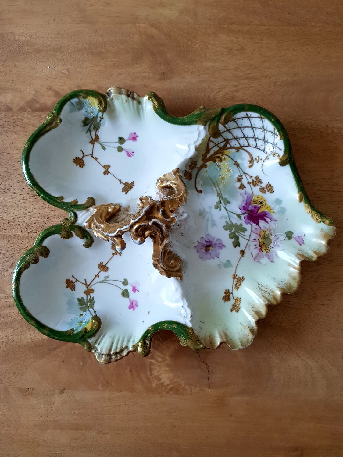 Plat hors d'oeuvre ancien peint main Selency