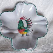 Vallauris - Stylised polychrome rooster cut - Stoneware - Quadrilobed dish