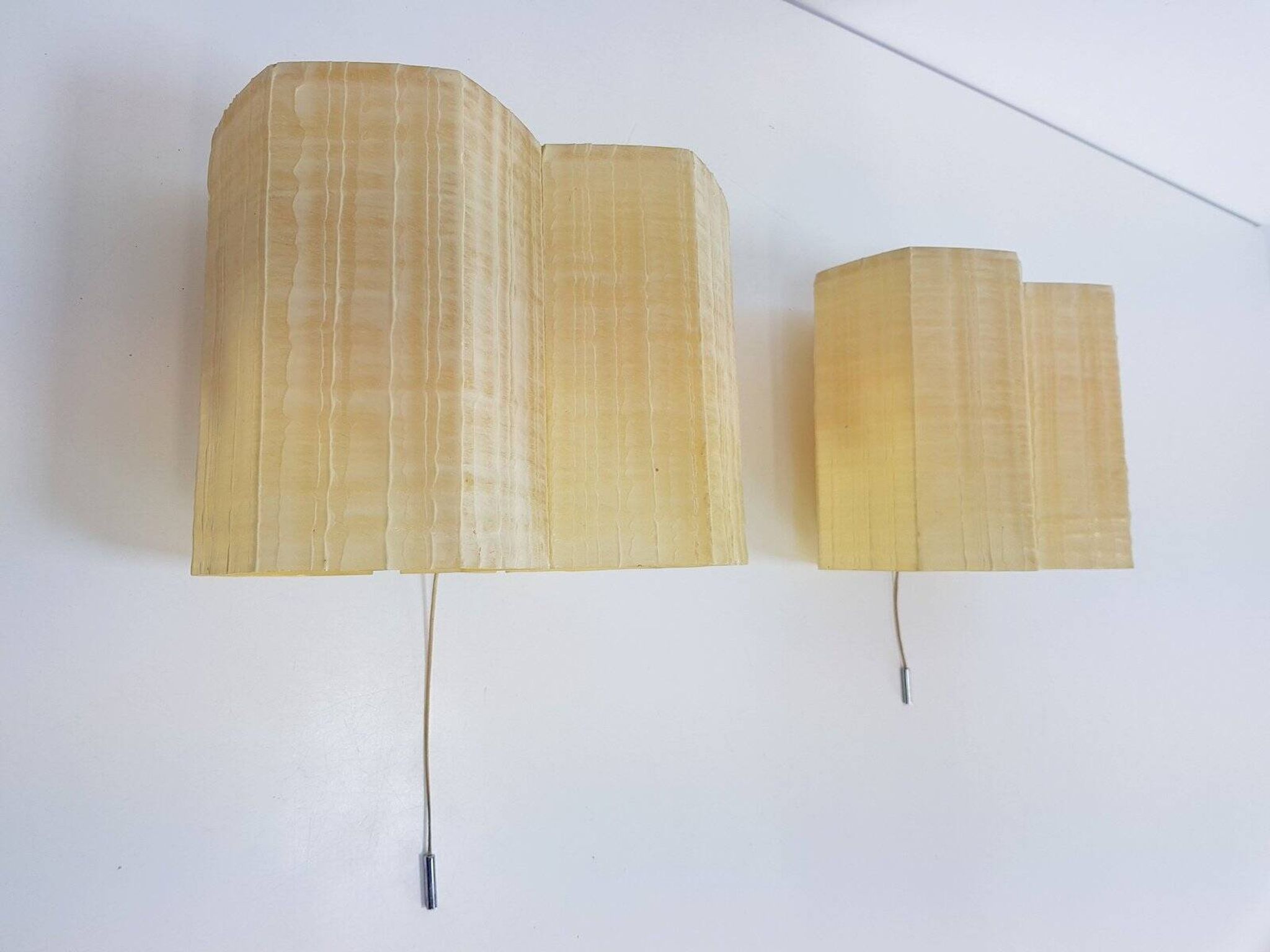 Molecular Double Light Honeycomb Flush Mounts in Fiberglass, 1950s, Set of 2