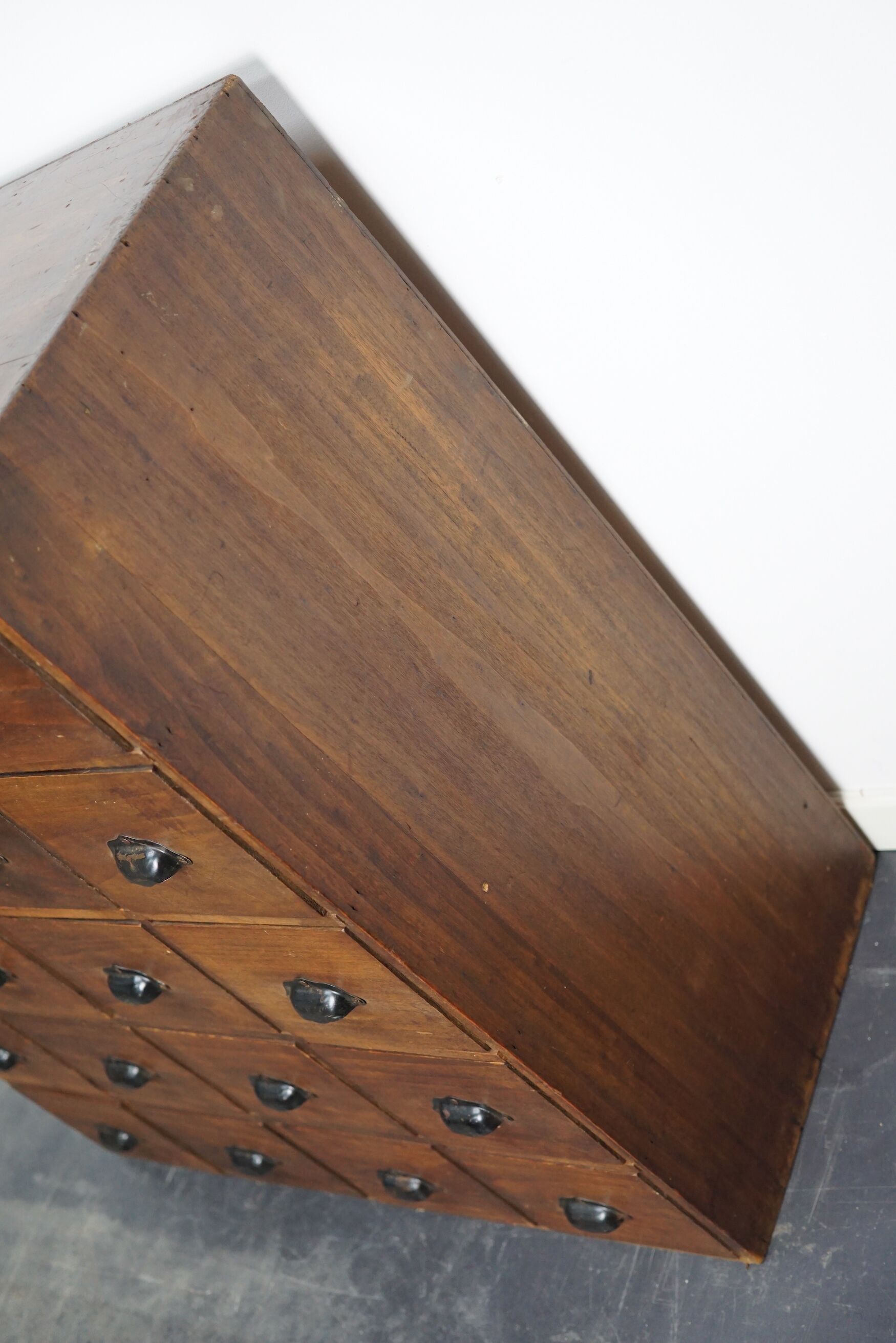 French fruitwood apothecary cabinet, ca 1950s