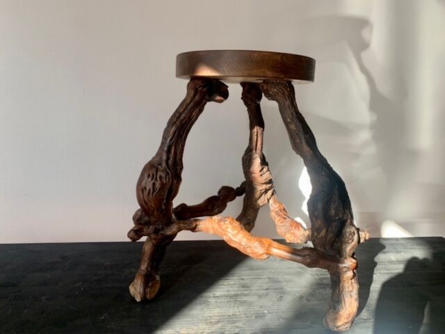 Wooden stool vine foot 50s