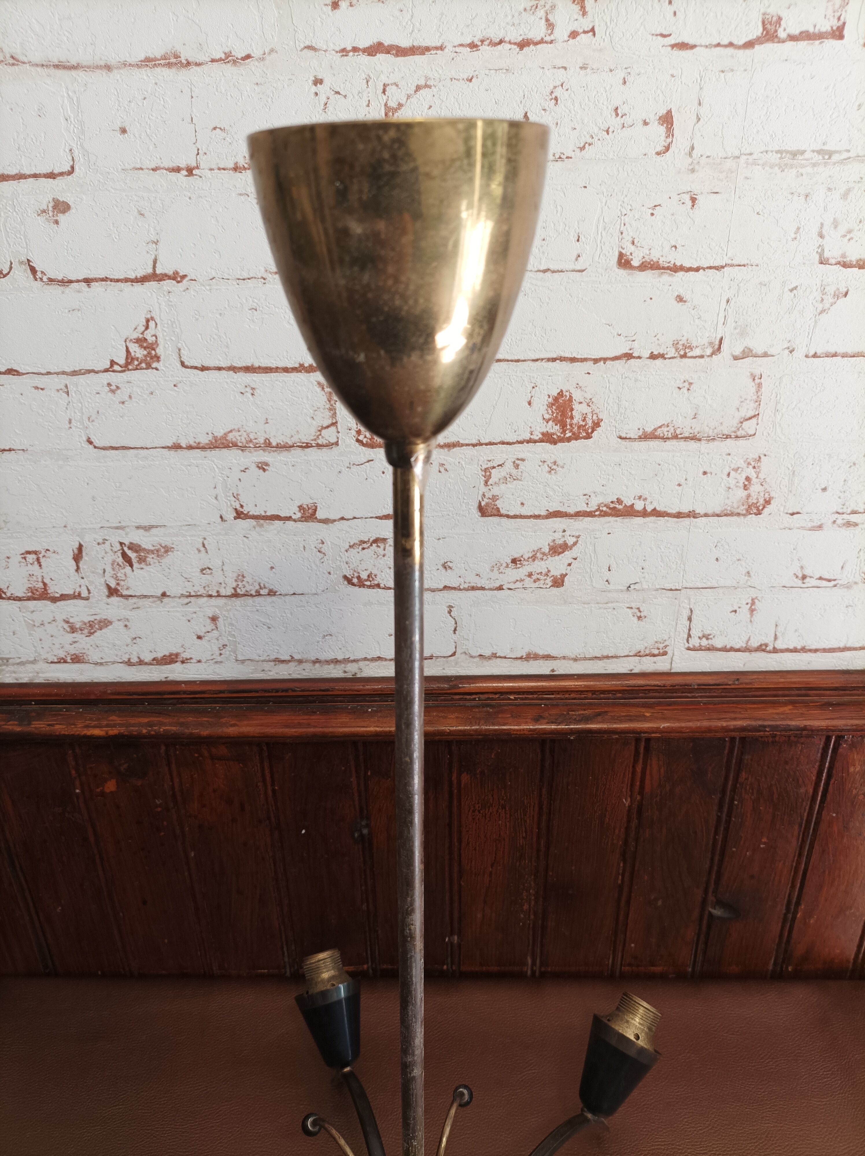 Hanging lamp 6 branches tulips vintage glass 50/60